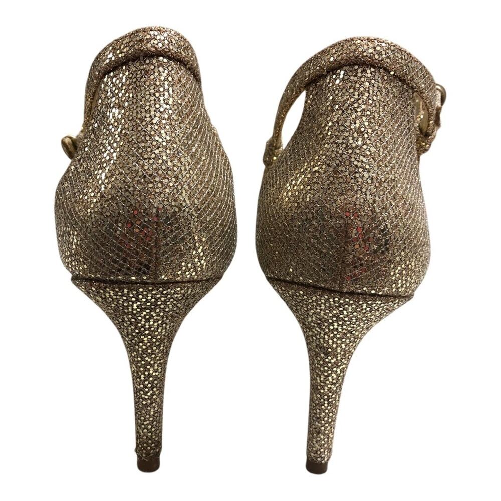 MICHAEL Michael Kors Simone Glitter Mesh Heeled Sandals Gold 9 EUC - Picture 8 of 13